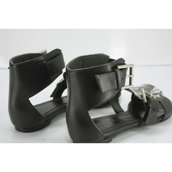 Alexander McQueen Black Leather Flat Ankle Strap Sandals Size 37 Womens New $895 - Picture 10 of 11